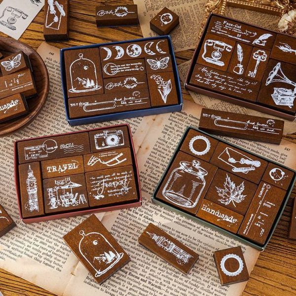 MOCARD 7 In 1 Wooden Stamp Set Handbook DIY Material (Senyu Traveler) - Image 3