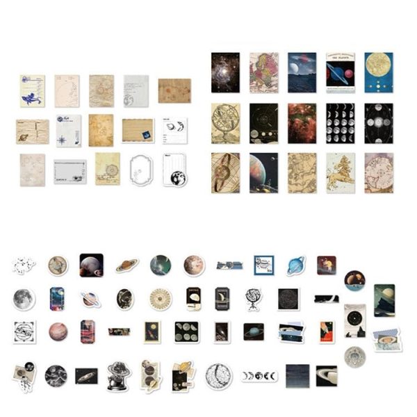 MMK17F Vintage Sticky Note Stickers DIY Handbook Material Set (Universe) - Image 2