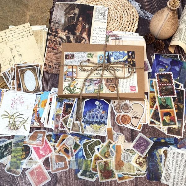 276 In 1 Vintage Oil Painting Handbook Material Kit Sticker Collage Set (SH002)