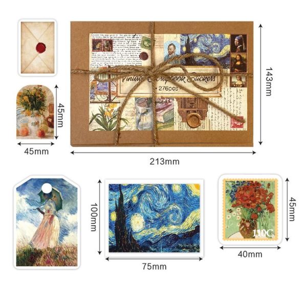 276 In 1 Vintage Oil Painting Handbook Material Kit Sticker Collage Set (SH002) - Image 3