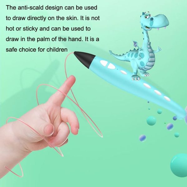 Dinosaur Toy Children 3D Printing Pen Low Temperature Painting Brush (Pink) - Image 3