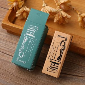 4 PCS Wooden Flowers and Plants Girl Stamp Fresh Plant Handbook DIY Decorative Stamp (Books)