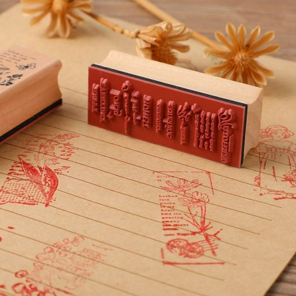4 PCS Wooden Flowers and Plants Girl Stamp Fresh Plant Handbook DIY Decorative Stamp (Books) - Image 4