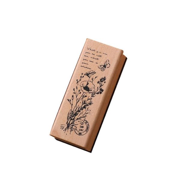 4 PCS Wooden Flowers and Plants Girl Stamp Fresh Plant Handbook DIY Decorative Stamp (Books) - Image 6
