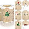 300PCS / Roll Rectangular Shaped Christmas Decoration Stickers Holiday Gift Tag Tape (Cowhide)