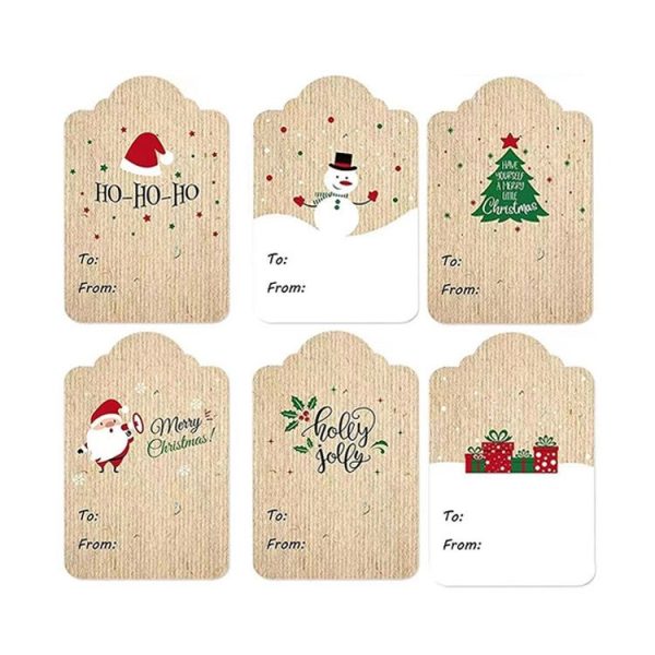 300PCS / Roll Rectangular Shaped Christmas Decoration Stickers Holiday Gift Tag Tape (Cowhide) - Image 2