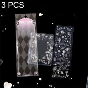 3 PCS Laser Stereo DIY Stickers Set Handbook Decorative Material Stickers (Lace Rose)