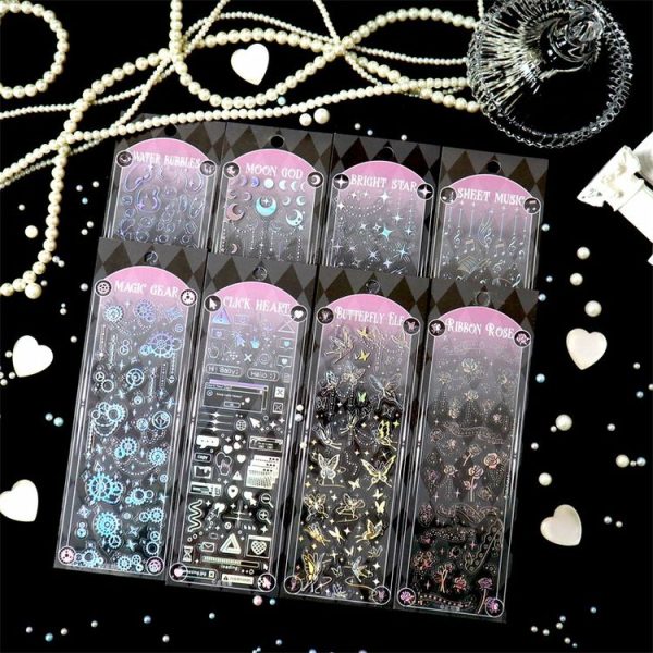 3 PCS Laser Stereo DIY Stickers Set Handbook Decorative Material Stickers (Lace Rose) - Image 2