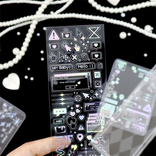 3 PCS Laser Stereo DIY Stickers Set Handbook Decorative Material Stickers (Lace Rose) - Image 3