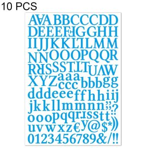 10 PCS Waterproof Alphabet DIY Handbook Sticker Gift Decoration Office Sticker (Light Blue)