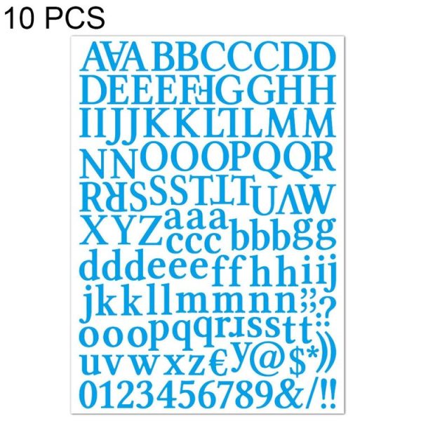 10 PCS Waterproof Alphabet DIY Handbook Sticker Gift Decoration Office Sticker (Light Blue)