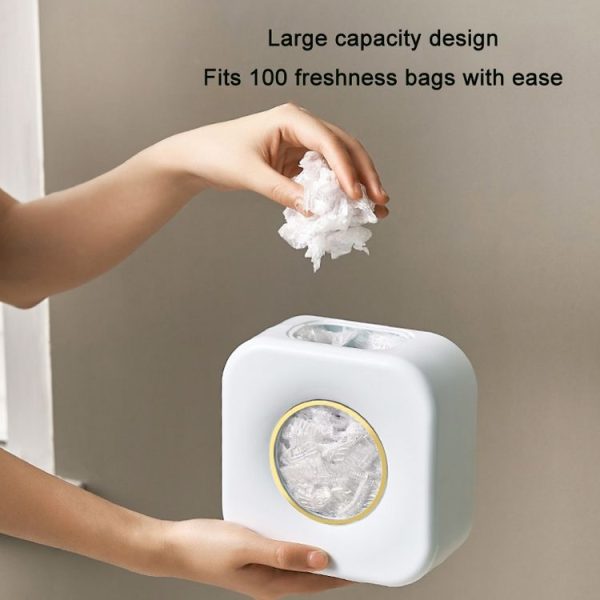 Large Capacity Kitchen Cling Wrap Organiser Wall Mounted Shower Cap Storage Shelf (Green) - Image 4