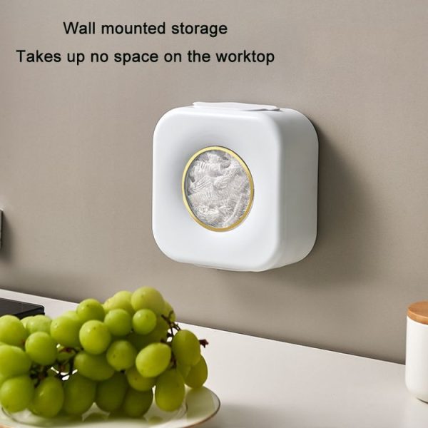 Large Capacity Kitchen Cling Wrap Organiser Wall Mounted Shower Cap Storage Shelf (Green) - Image 5