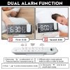 Mirror Surface LED Radio Projection Alarm Clock with Temperature & Humidity Display (Gold+White Characters) - Image 5