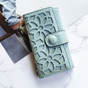 PU Multi-functional Triple Fold Buckle Women Key Bag (Green)