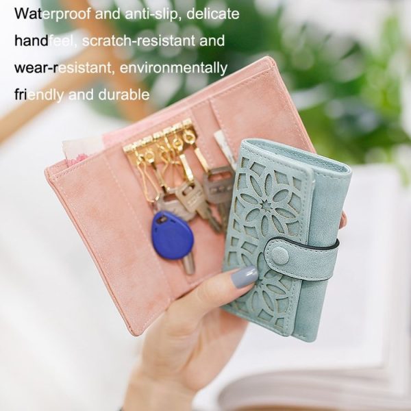 PU Multi-functional Triple Fold Buckle Women Key Bag (Green) - Image 6