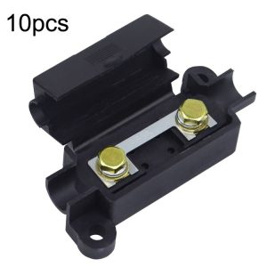 10pcs Small Fork Bolt Fuse Block Car Air Conditioning All The Way Fuse Box Fuse Holder (Black)