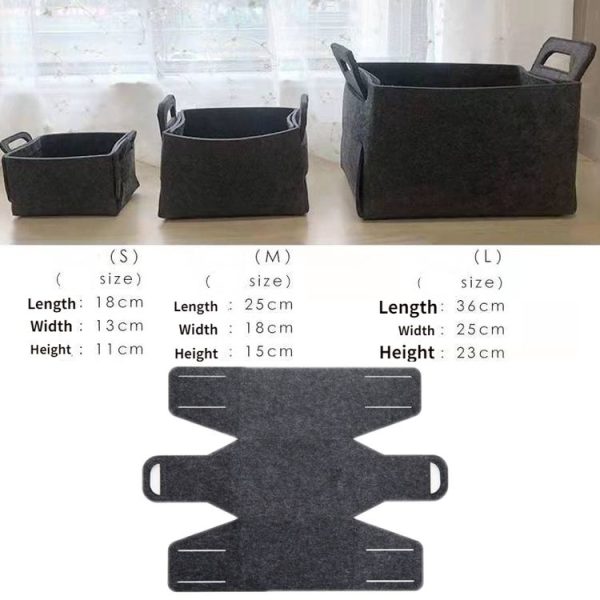 Home Clutter Felt Folding Storage Baskets, Size: Large (Brown) - Image 3