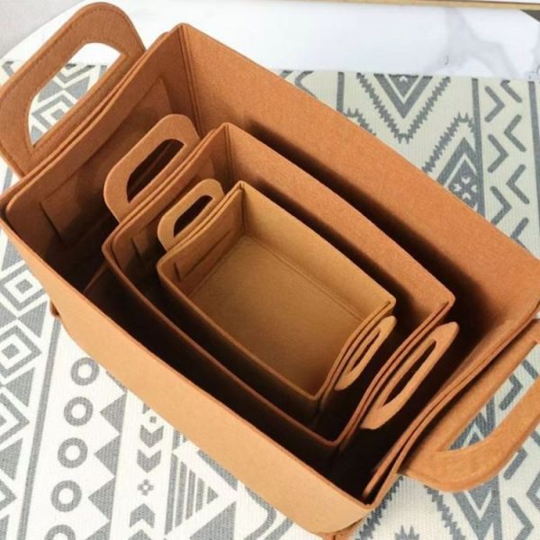 Home Clutter Felt Folding Storage Baskets, Size: Large (Brown) - Image 4