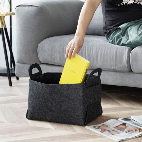 Home Clutter Felt Folding Storage Baskets, Size: Large (Brown) - Image 5
