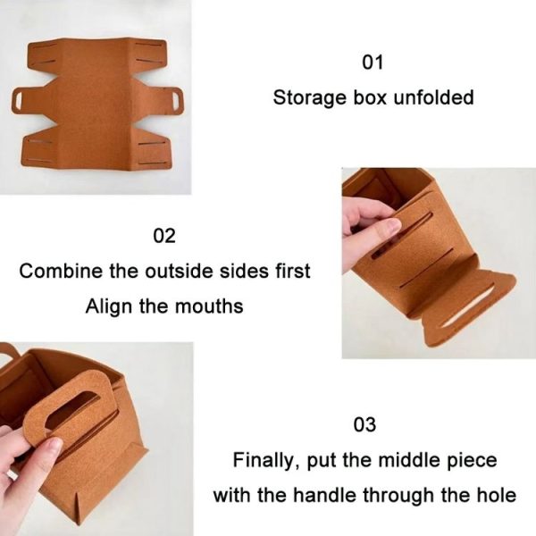 Home Clutter Felt Folding Storage Baskets, Size: Large (Brown) - Image 6