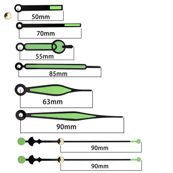 Shaft Length 18.5mm Quartz Clock Silent Movement + Luminous Hands DIY Kit, Spec: Movement+3 Sets Needles - Image 2