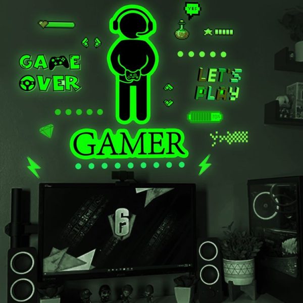 ZSG201 Gamepad Luminous Sticker Living Room Bedroom Self-adhesive Luminous Decorative Wall Sticker, Color: Green Light