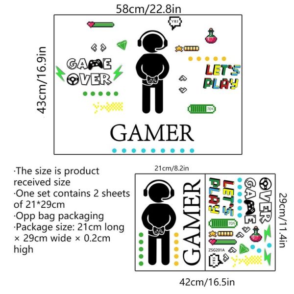 ZSG201 Gamepad Luminous Sticker Living Room Bedroom Self-adhesive Luminous Decorative Wall Sticker, Color: Green Light - Image 3