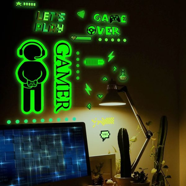 ZSG201 Gamepad Luminous Sticker Living Room Bedroom Self-adhesive Luminous Decorative Wall Sticker, Color: Green Light - Image 4