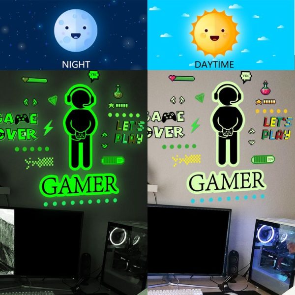 ZSG201 Gamepad Luminous Sticker Living Room Bedroom Self-adhesive Luminous Decorative Wall Sticker, Color: Green Light - Image 7