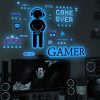ZSG201 Gamepad Luminous Sticker Living Room Bedroom Self-adhesive Luminous Decorative Wall Sticker, Color: Blue Light