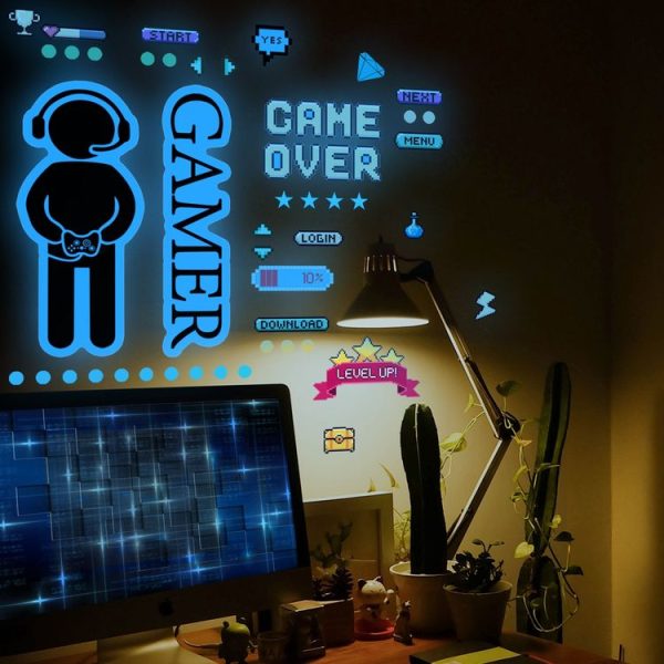 ZSG201 Gamepad Luminous Sticker Living Room Bedroom Self-adhesive Luminous Decorative Wall Sticker, Color: Blue Light - Image 4