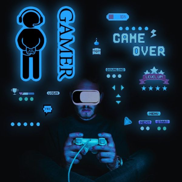 ZSG201 Gamepad Luminous Sticker Living Room Bedroom Self-adhesive Luminous Decorative Wall Sticker, Color: Blue Light - Image 6