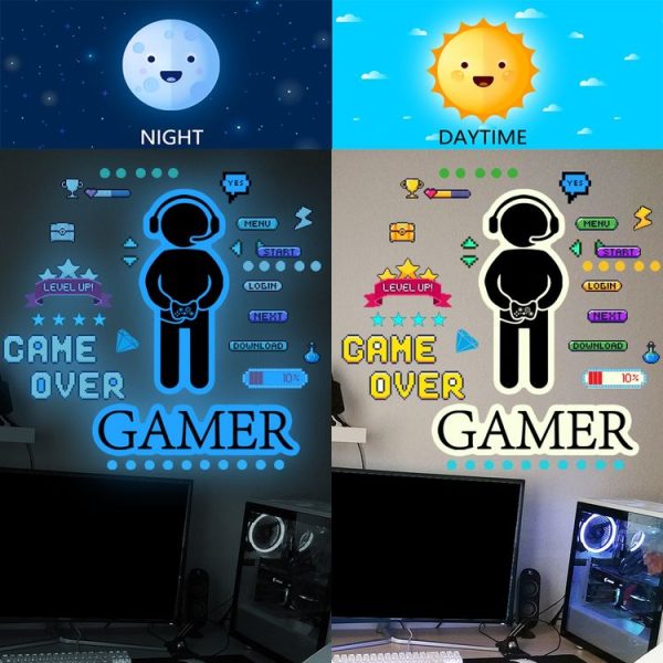 ZSG201 Gamepad Luminous Sticker Living Room Bedroom Self-adhesive Luminous Decorative Wall Sticker, Color: Blue Light - Image 7