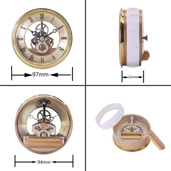Metal See-through Quartz Clock Gear Clock DIY Accessories 97mm Golden Clock Head - Image 2