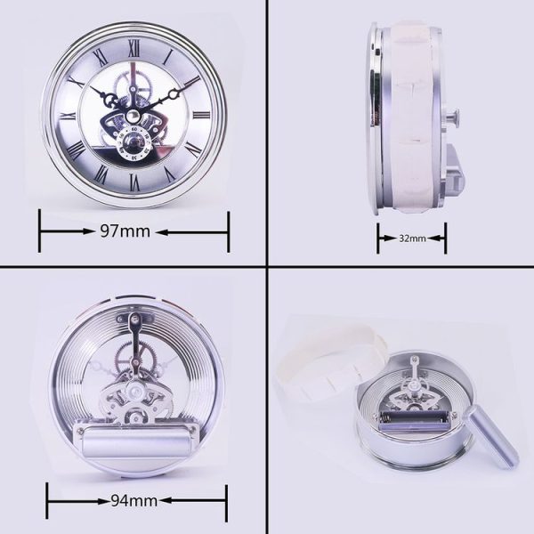 Metal See-through Quartz Clock Gear Clock DIY Accessories 97mm Silver Clock Head - Image 2