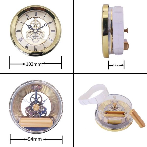 Metal See-through Quartz Clock Gear Clock DIY Accessories 103mm Golden Clock Head - Image 2