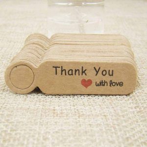 100pcs / Set Small Retro Baking Label DIY Jewelry Price Tag Bookmark Gift Card, Specification: Thankyou Cowhide