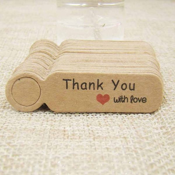100pcs / Set Small Retro Baking Label DIY Jewelry Price Tag Bookmark Gift Card, Specification: Thankyou Cowhide