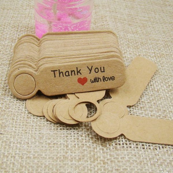 100pcs / Set Small Retro Baking Label DIY Jewelry Price Tag Bookmark Gift Card, Specification: Thankyou Cowhide - Image 2