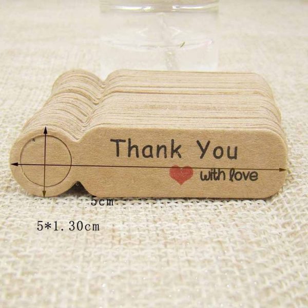 100pcs / Set Small Retro Baking Label DIY Jewelry Price Tag Bookmark Gift Card, Specification: Thankyou Cowhide - Image 4