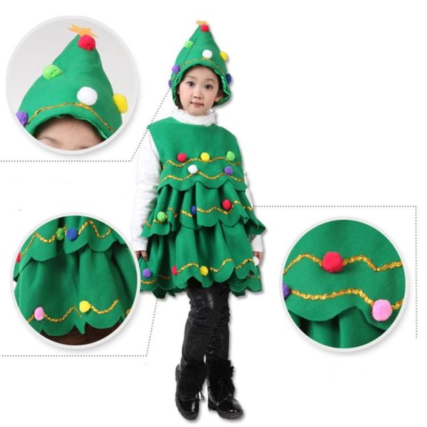Girls Christmas Dress Christmas Tree Performance Dance Clothes, Size: 90cm (Green) - Image 3