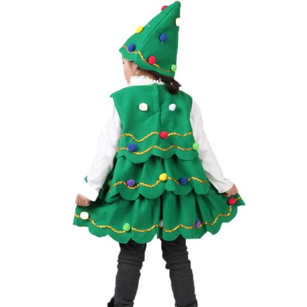 Girls Christmas Dress Christmas Tree Performance Dance Clothes, Size: 90cm (Green) - Image 4