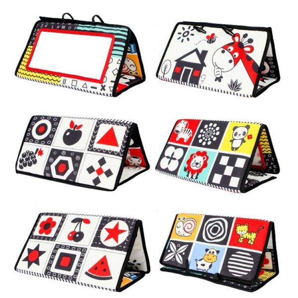 Baby Hanging Toy Foldable Baby Vision Training Pattern Mirror (Black Red) - Image 2