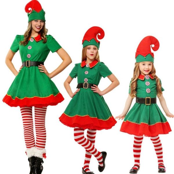 Christmas Green Elf Cosplay Costume Chris Santa Claus Costume Set, Size: 80cm (Female)