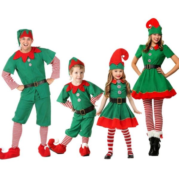 Christmas Green Elf Cosplay Costume Chris Santa Claus Costume Set, Size: 80cm (Female) - Image 2