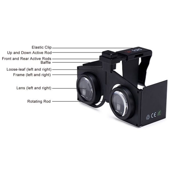Vr fold V1 Panoramic View Convenient Folding VR Glasses (Black) - Image 3