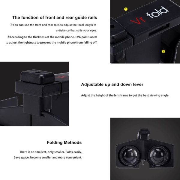 Vr fold V1 Panoramic View Convenient Folding VR Glasses (Black) - Image 4