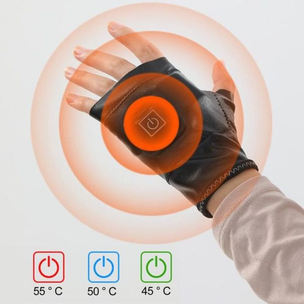 1 Pair Adjustable Temperature Rechargeable Intelligent Electric Heating Gloves Half Finger Gloves, Size: L (Pink) - Image 4