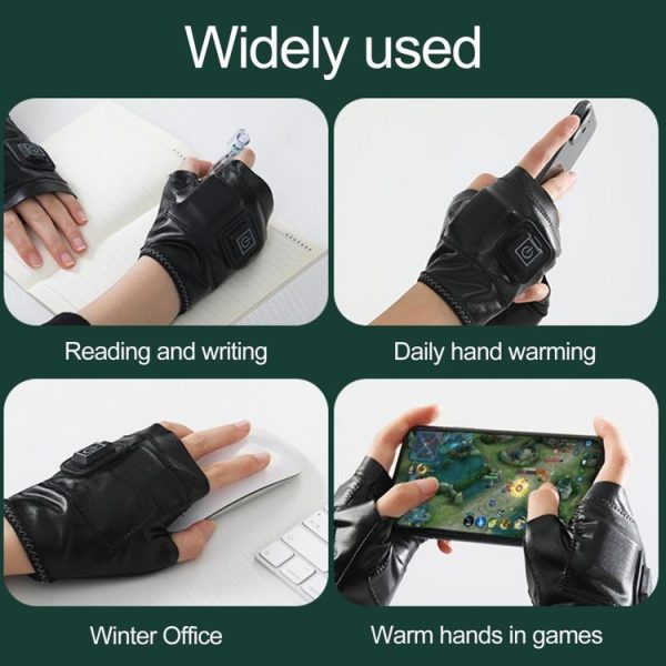1 Pair Adjustable Temperature Rechargeable Intelligent Electric Heating Gloves Half Finger Gloves, Size: L (Pink) - Image 6